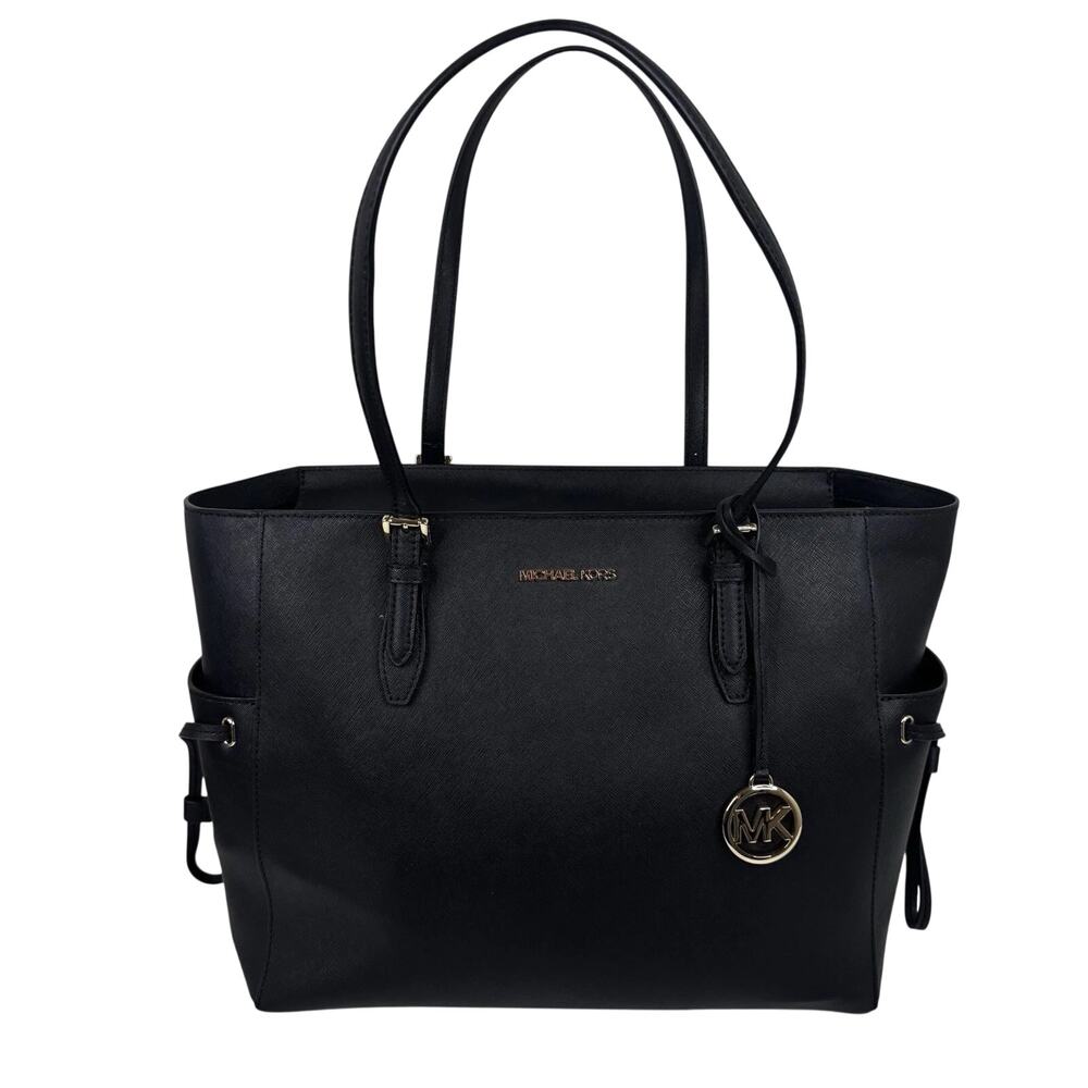 NWOT Michael Kors Gilly Large Jet Set Drawstring Top Zip Tote Bag Black Saffiano
